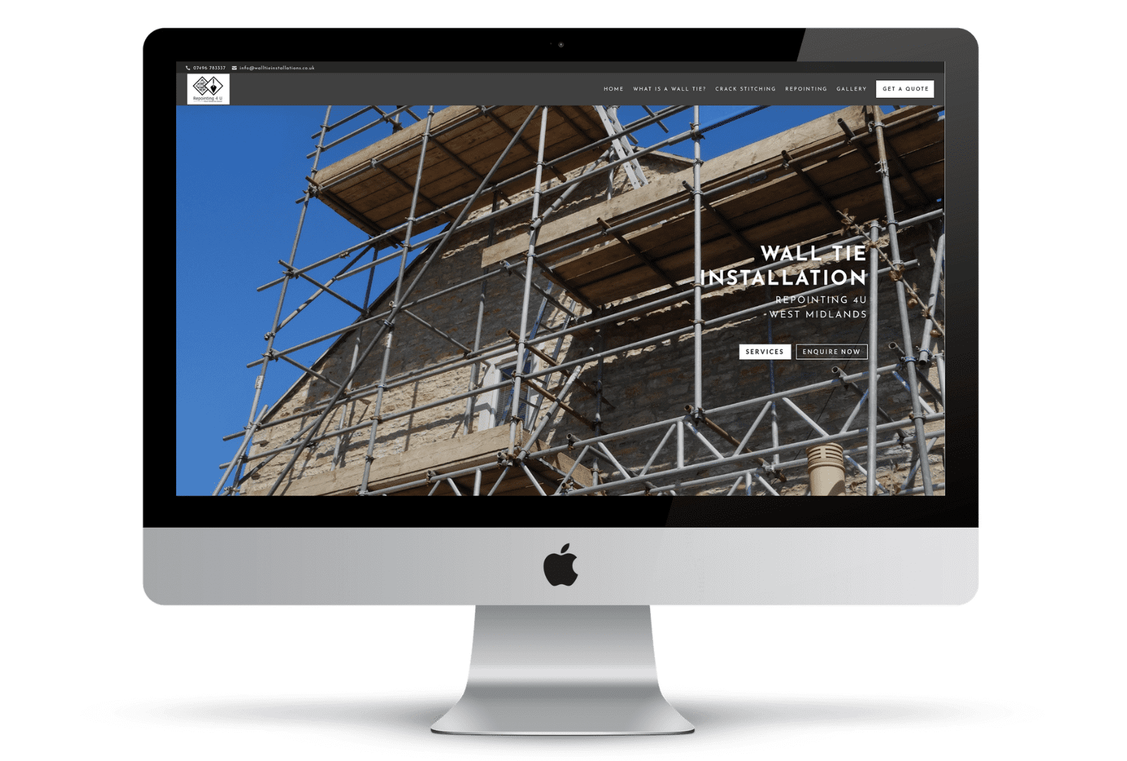 Custom Built Wordpress Website | Lead Generation Website | Portfolio of Services | Climb Google Rankings Wall Tie Installations | Ionic Creative Design