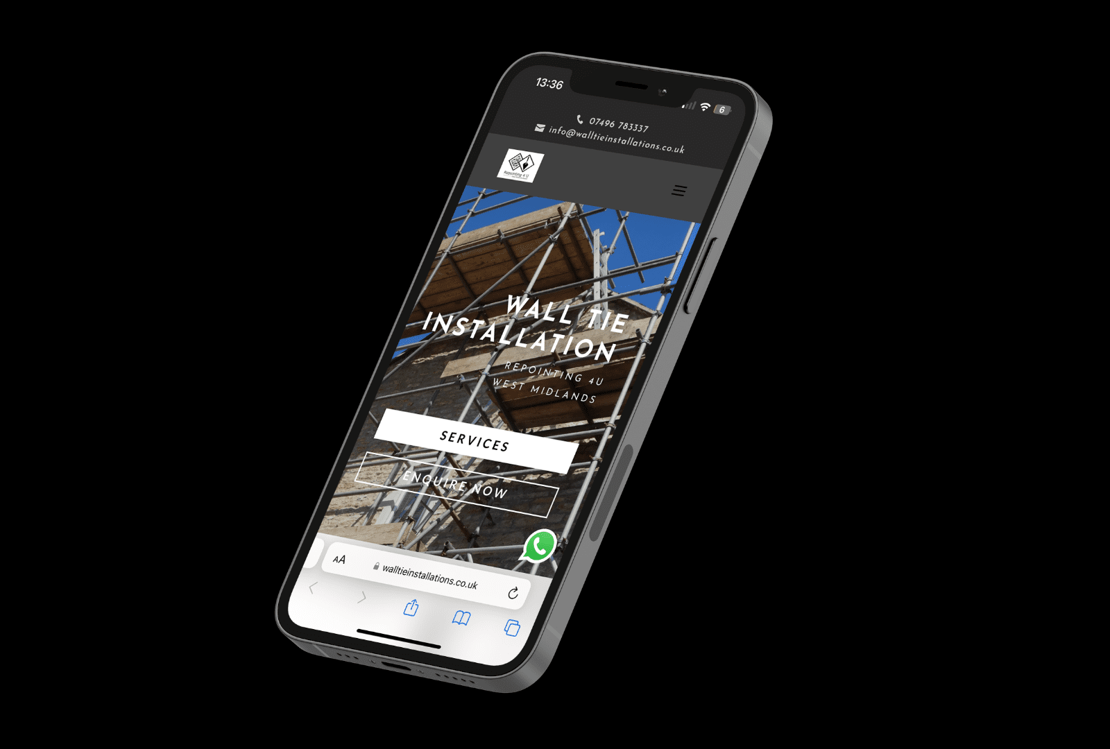 Custom Built Wordpress Website | Lead Generation Website | Portfolio of Services | Climb Google Rankings Wall Tie Installations | Ionic Creative Design