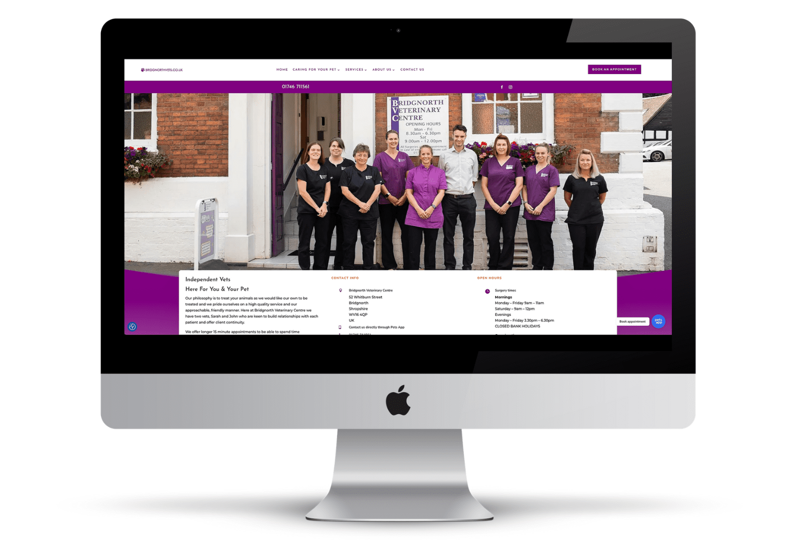 Bespoke Wordpress Website | Refresh Website Look and Improve User Experience | Integration with CRM & Booking System | Maintain Current Google Rankings Bridgnorth Veterinary Clinic | Ionic Creative Design